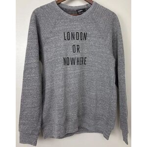 Knowlita London or Nowhere Gray Heathered Sweatshirt Pullover Women's Medium‎